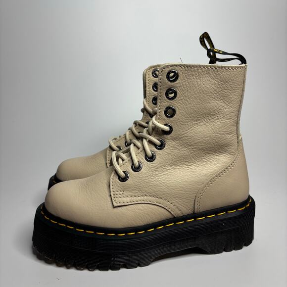 Dr. Martens Jadon III Leather Platform Combat Boots in Vintage Taupe Pisa - Picture 6 of 10